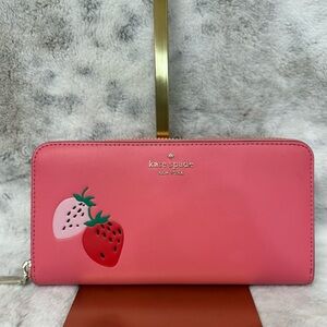 Kate Spade ♠️ Strawberry Picnic in the park Limited Long Zip Continental Wallet